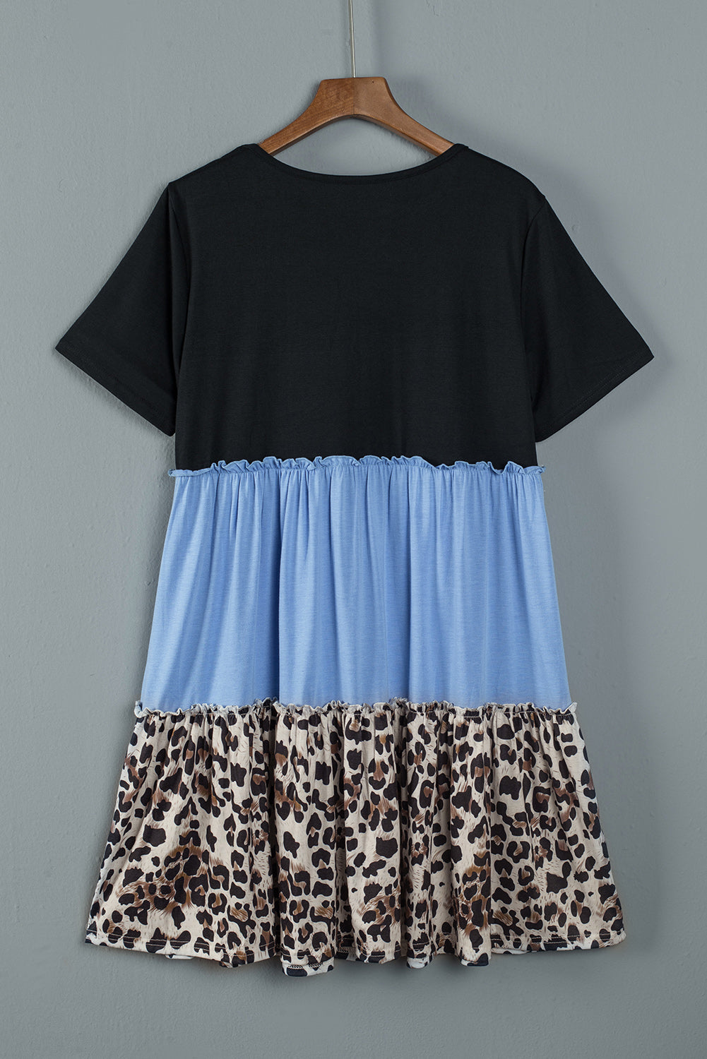 Colorblock Leopard Patchwork T Shirt Plus Size Dress