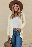 Open Front Rounded Hem Textured Knit Cardigan