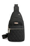 Quilted Multi-Pocket Zip Crossbody Chest Bag