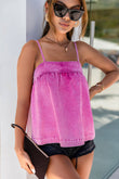 Mineral Wash Denim Smocked Tank Top