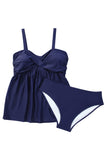 Adjustable Straps Ruched 2pcs Tankini Swimsuit