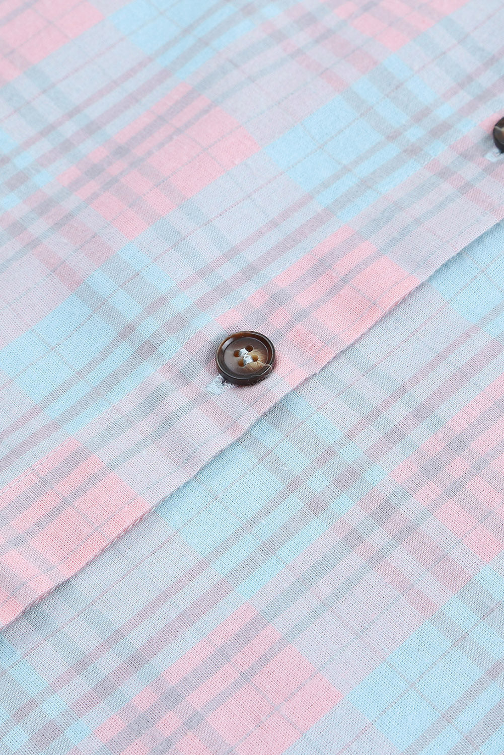 Chemise à manches longues à motif écossais et encolure à col rose