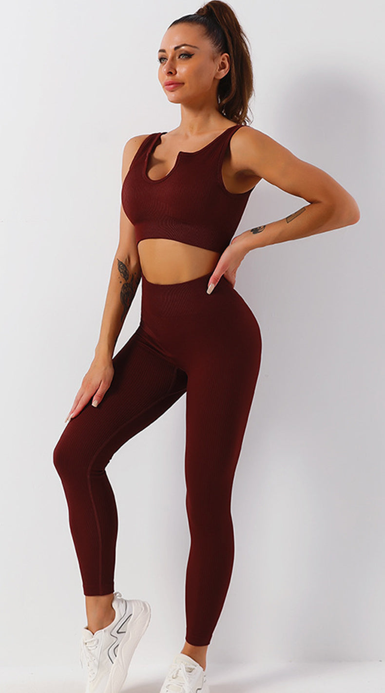 Solid Ribbed High Waist Tummy Control Yoga Pants