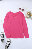 V Neck Buttons Long Sleeve Top