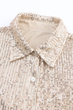 Chemise boutonnée avec poche buste et col à sequins abricot