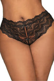 Culotte noire grande taille en dentelle festonnée Peekaboo