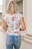 Floral Print Lace Splicing Sleeveless Blouse