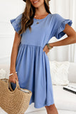 Round Neck Ruffle Sleeve Loose Dress