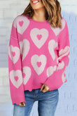 Bonbon Pearl Beaded Heart Drop Shoulder Sweater