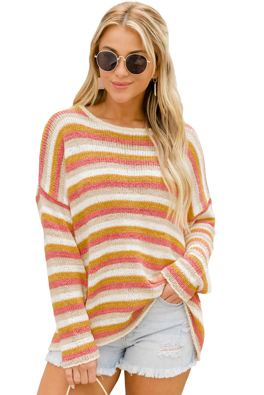 Stripe Long Sleeve Knitted Sweater