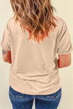 Khaki Casual Plain Crew Neck Tee