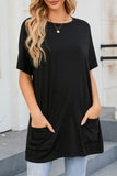 Side Pockets Short Sleeve Tunic Top