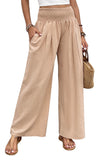 Pink Textured High Waist Wide Leg Plus Size Pants