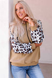 Leopard Bishop Sleeve Hooded Sweatshirt