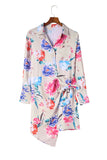 Floral Print Wrap Tie Mini Shirt Dress