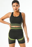 Textured U Neck Criss Cross Sports Bra