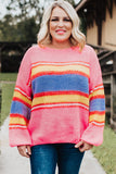 Plus Size Stripe Oversized Sweater