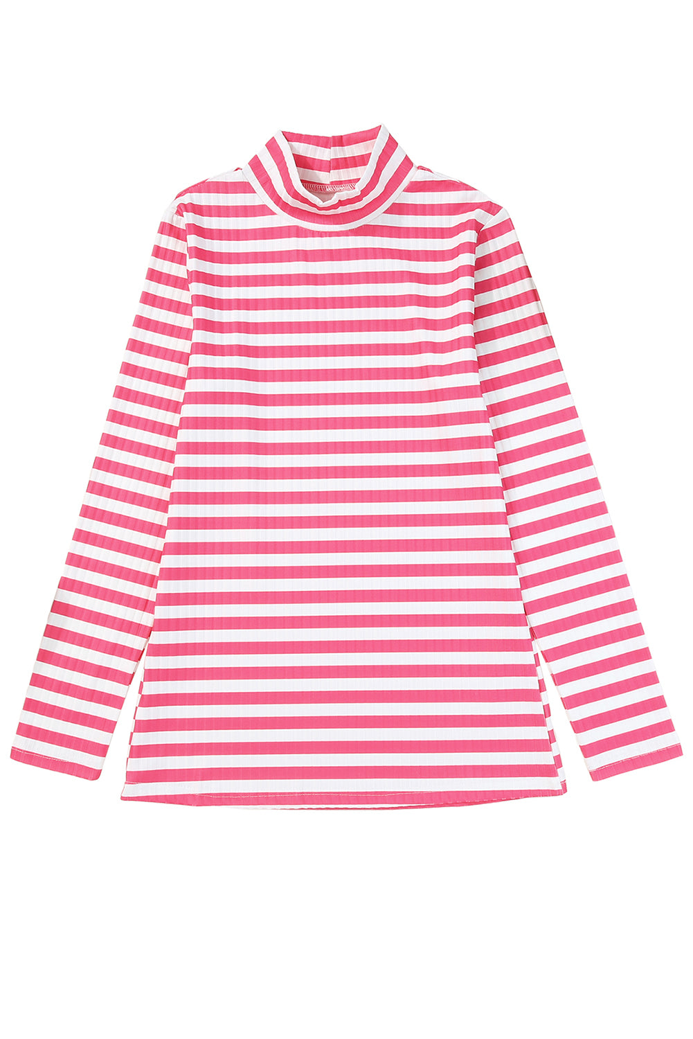 Striped Print Textured Knit Long Sleeve Tee