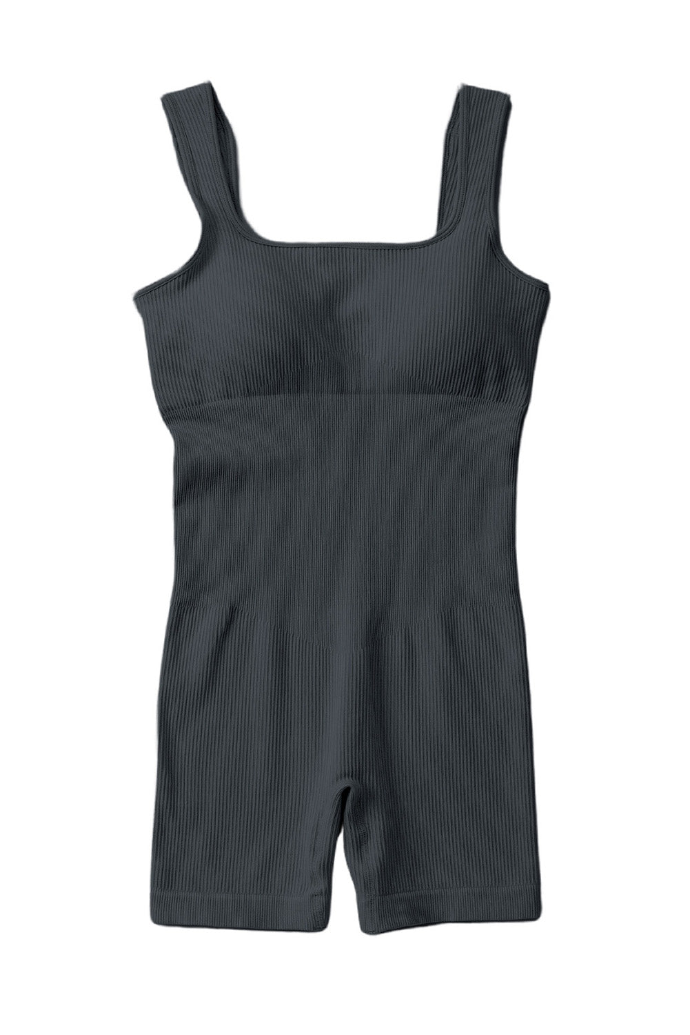 Ribbed Square Neck Padded Sports Romper