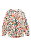 V Neck Abstract Print Long Sleeve Shirt