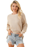 Solid Waffle Knit Raglan Sleeve Top