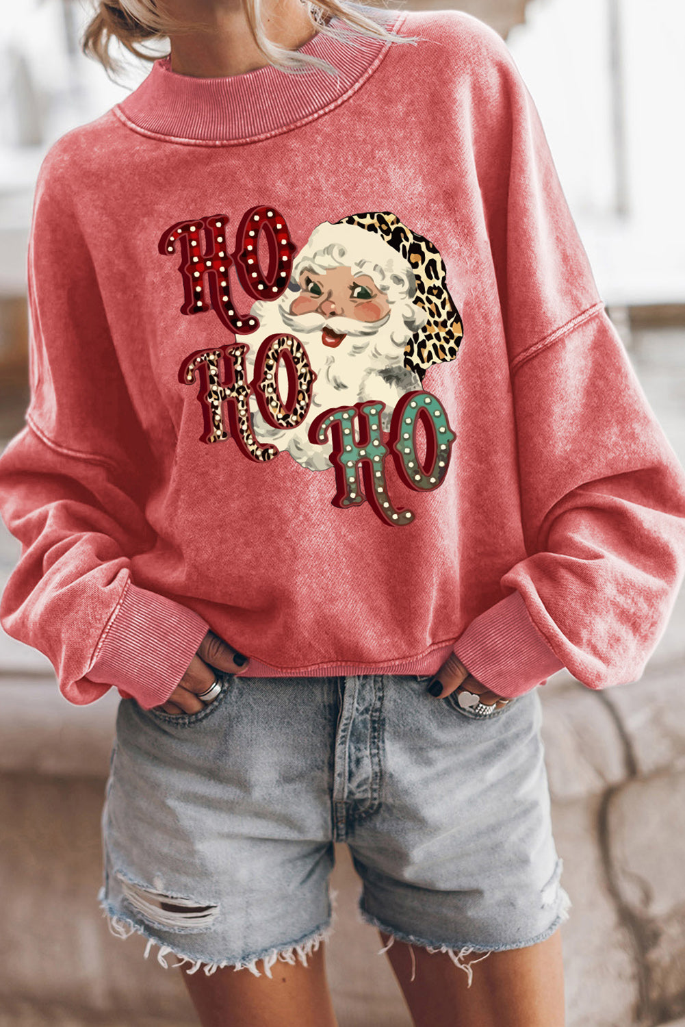 Orange BOO HAW Ghost Halloween Print Drop Sleeve Sweatshirt