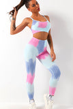 2pcs Tie Dye Yoga Bra and High Waist Leggings Set