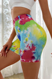 Tie-Dye Ribbed Knit Tummy Control Yoga Active Shorts