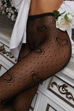 Heart-shaped Crochet High Waist Fishnet Pantyhose