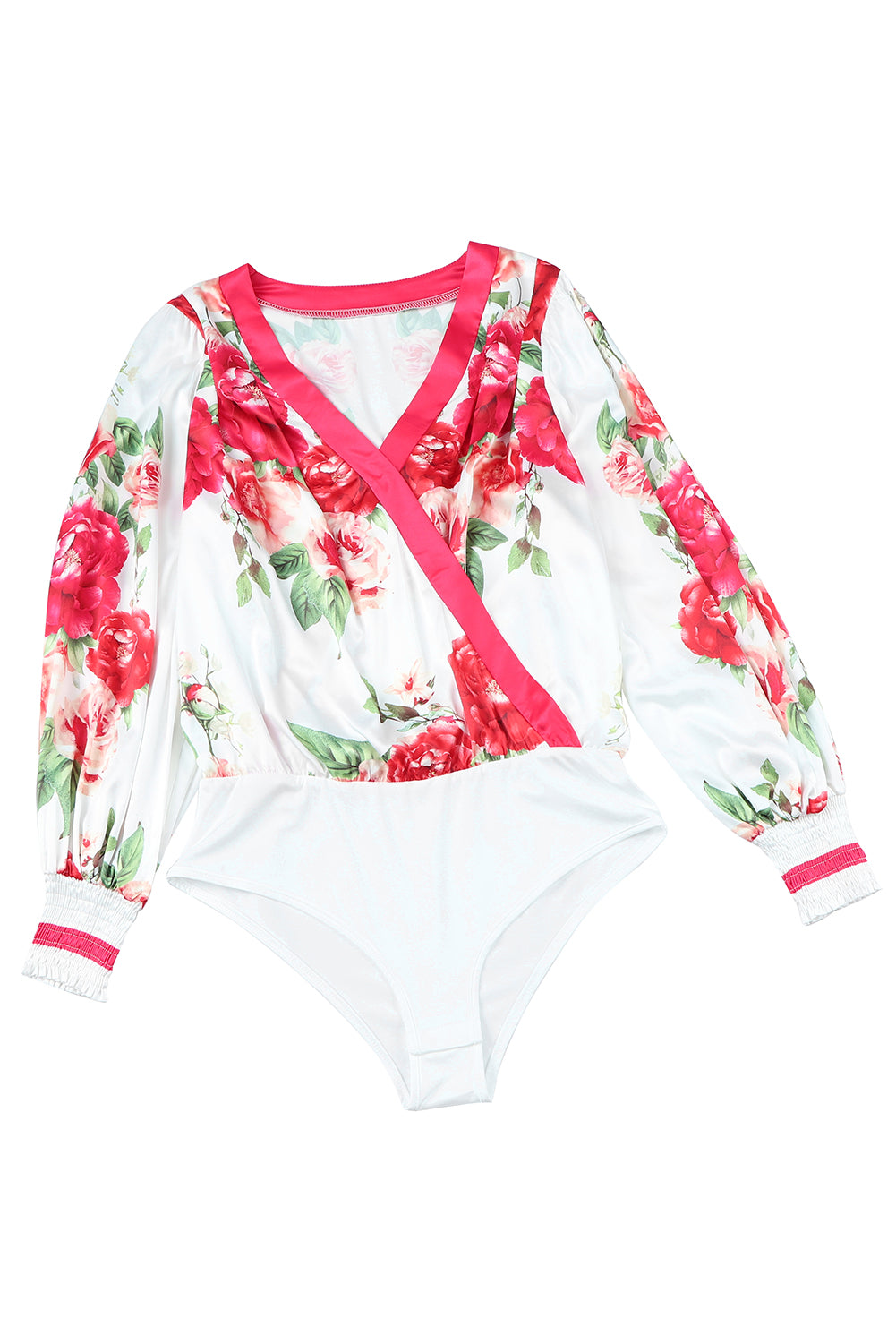 Floral Print V Neck Wrap Bodysuit