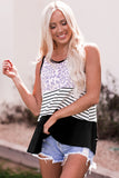 Leopard Striped Color Block Casual Tank Top