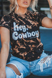 Noir Hey, Cowboy Tie Dye T-shirt à manches courtes imprimé 