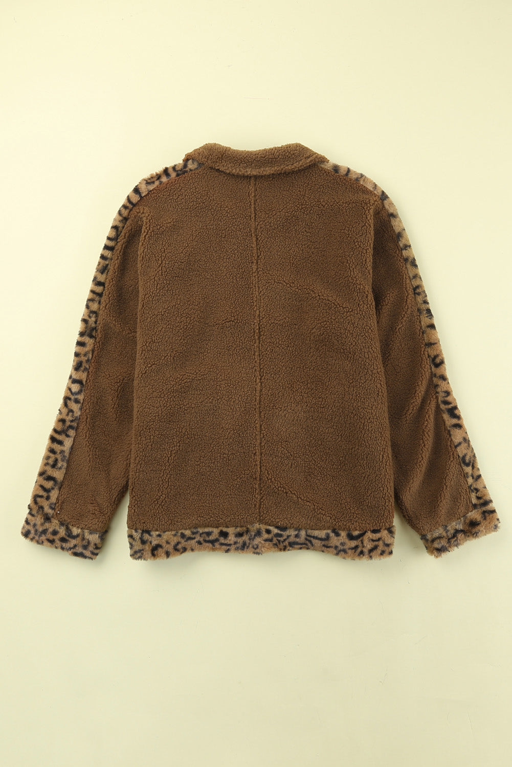 Leopard Patchwork Pocketed Sherpa Jacket