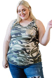 Sequin Pocket Camouflage Plus Size Vest