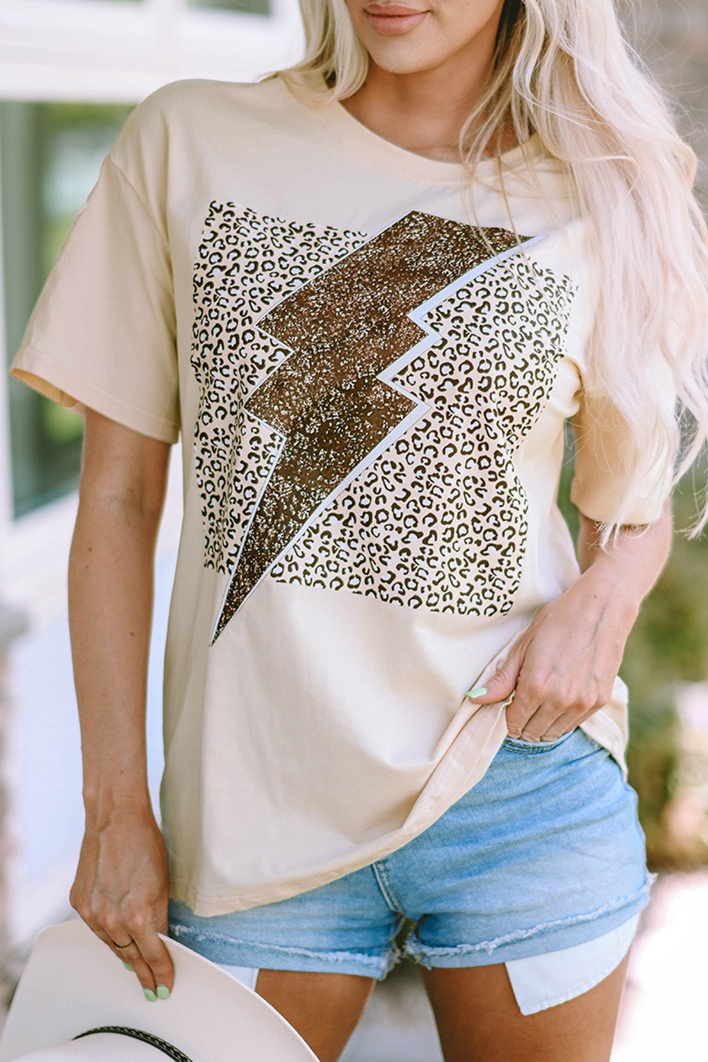 Lightning Leopard Print Graphic T Shirt