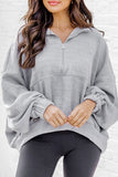 Ultra Loose Dolman Sleeve Quarter Zip Sweatshirt