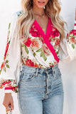 Floral Print V Neck Wrap Bodysuit