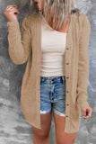 Solid Color Open-Front Buttons Cardigan