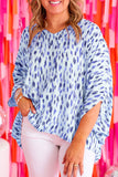 Pink Printed 3/4 Dolman Sleeve Plus Size Blouse