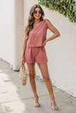 Self-tie One Shoulder Sleeveless Romper