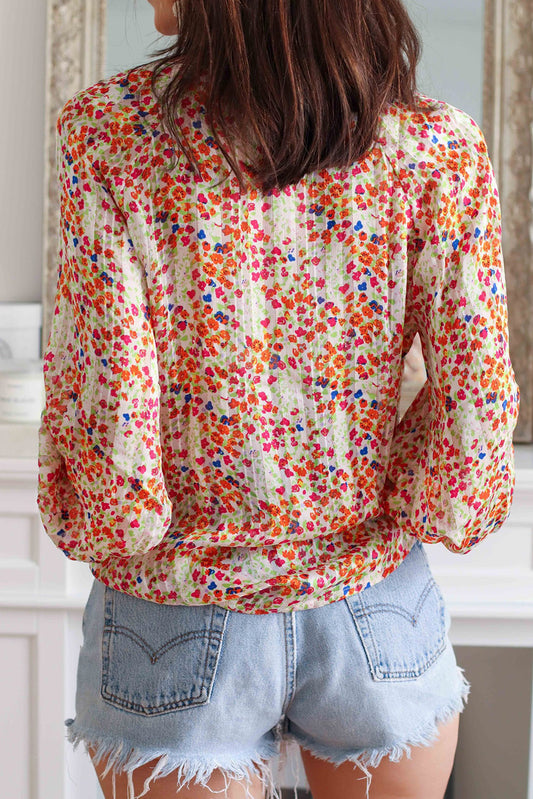 Boho Floral Print Button Front Shirt