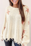 Starry Long Sleeve Raw Hem Sweater