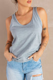 Scoop Neck Basic Solid Tank Top