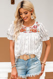 Long Sleeve Embroidered Print Blouse