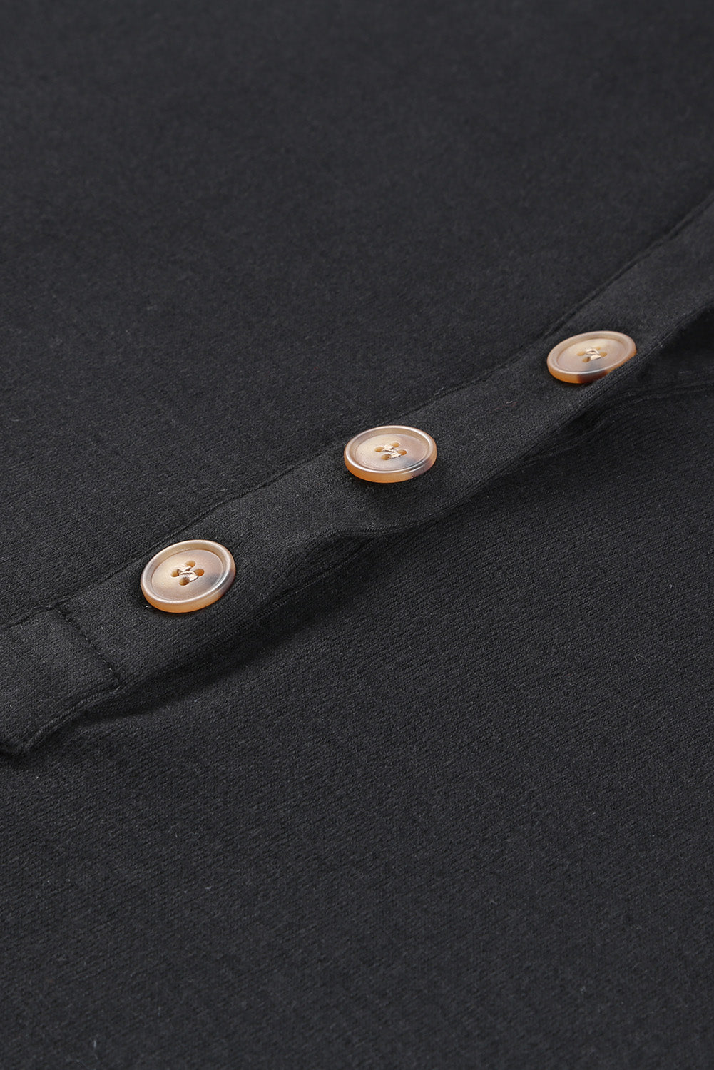 Black Buttoned High and Low Hem Hoodie