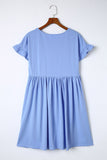 Round Neck Ruffle Sleeve Loose Dress