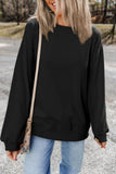 Navy Blue Plain Drop Shoulder Crewneck Pullover Sweatshirt