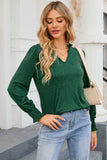 Frill V Neck Puff Long Sleeve Top