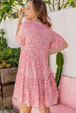 Robe courte léopard rose à manches flottantes