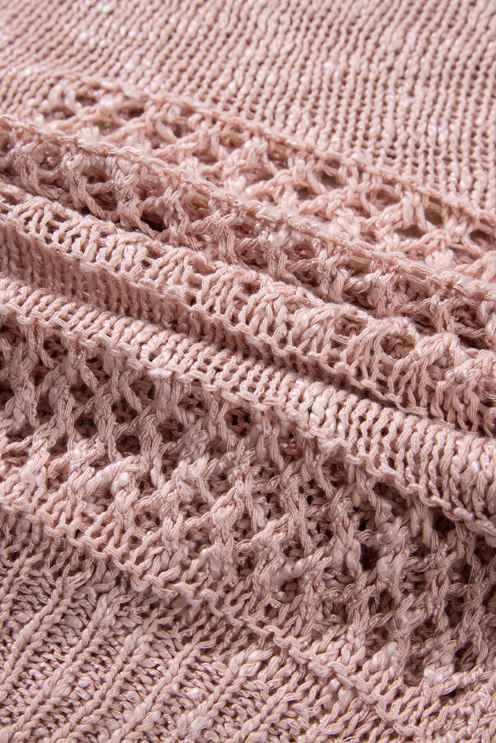 Cardigan décontracté rose à manches dolman en tricot creux